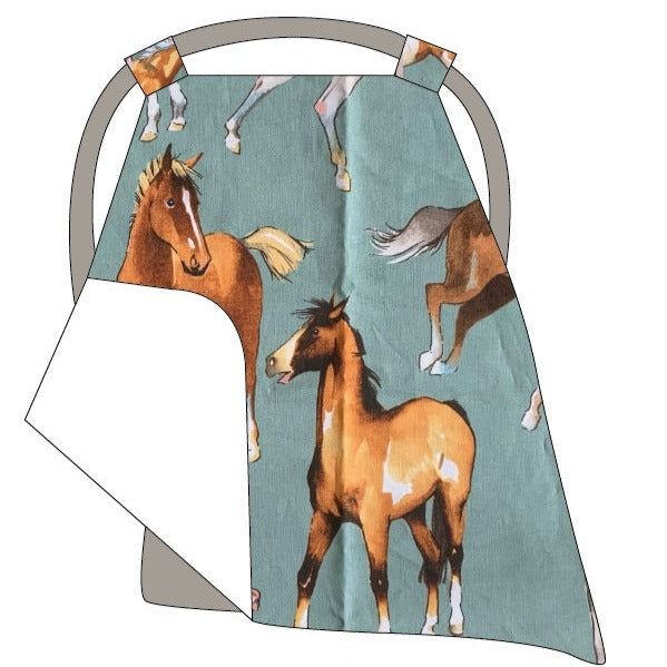 Wild Horses Sage Canopy Baby Blanket