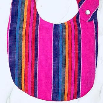 Pink Stripe Cambaya Bib and Pacifier Set