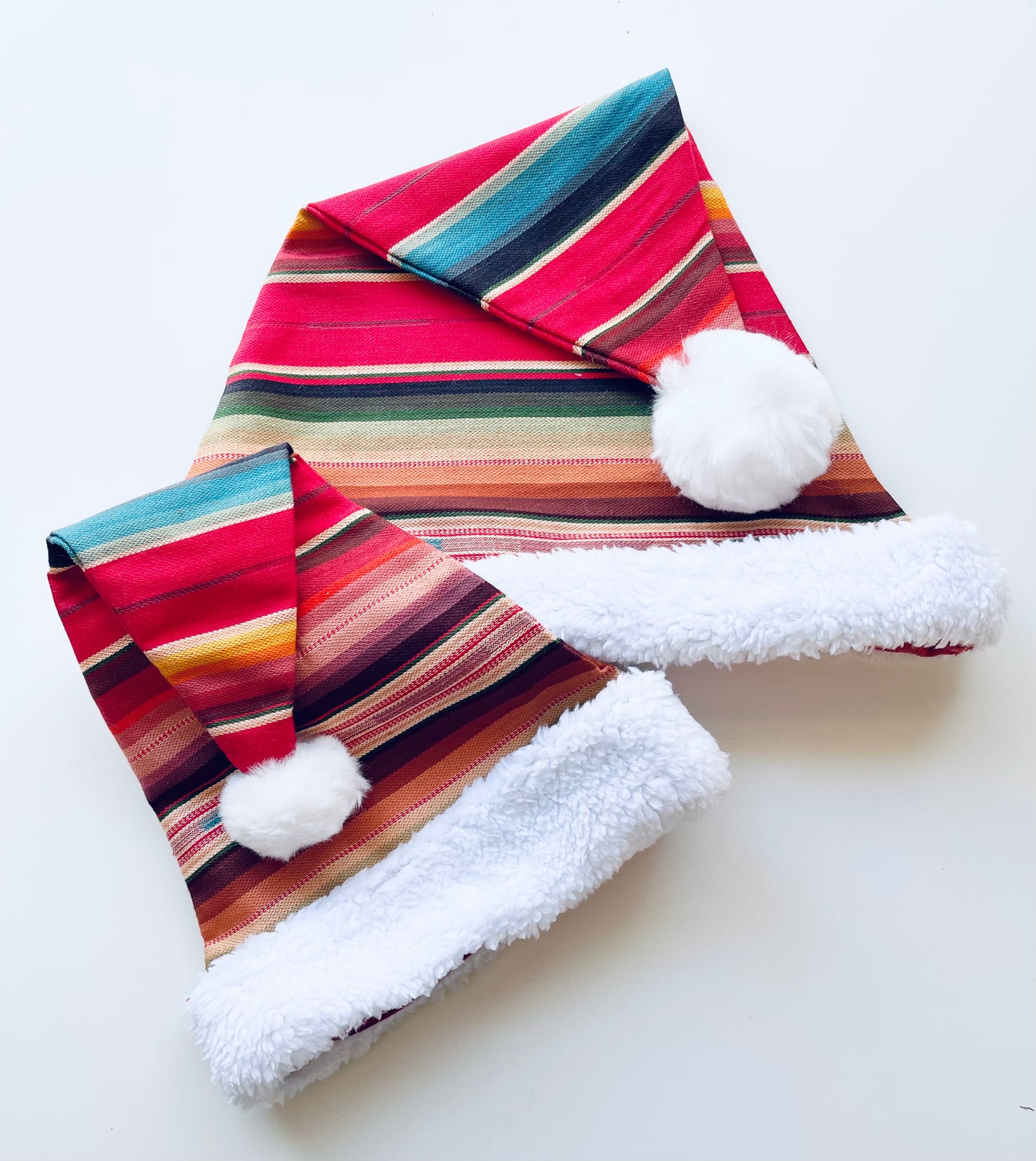 Serape Santa Hat, Adult & Kid Bundle, 2 Pack