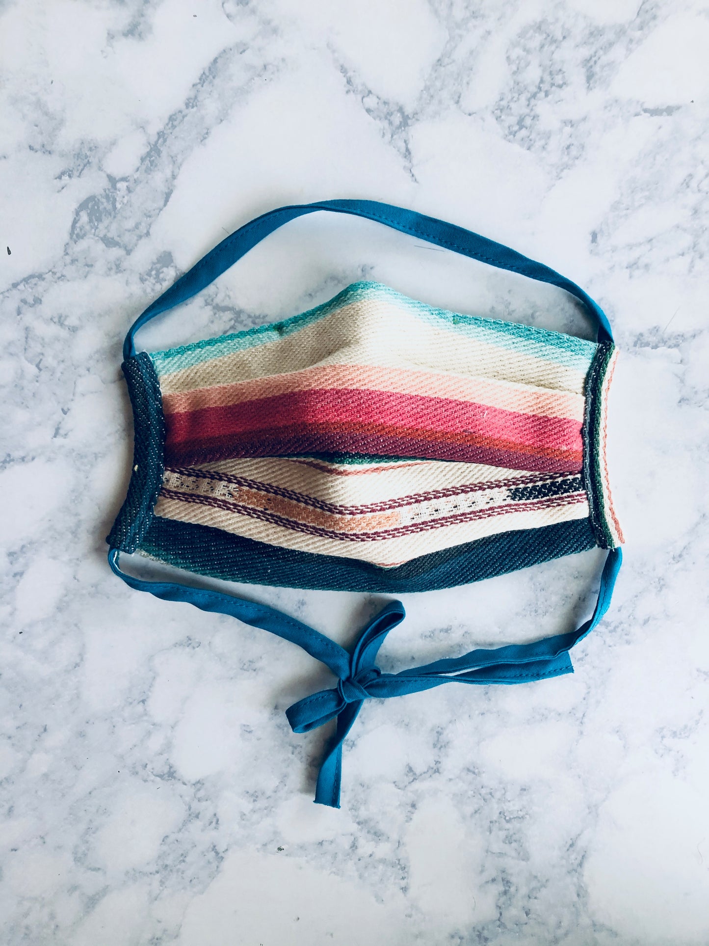 White Serape Surgical Mask with nose clip, Adult Face Mask