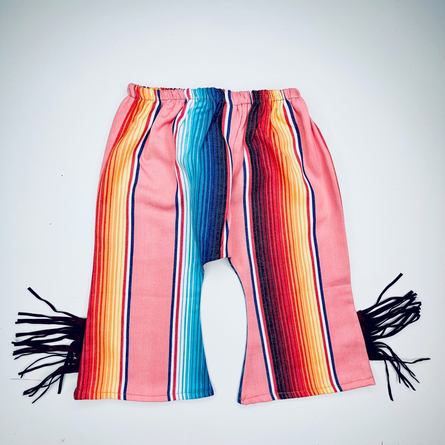 Coral Serape Bell Bottoms with Fringe