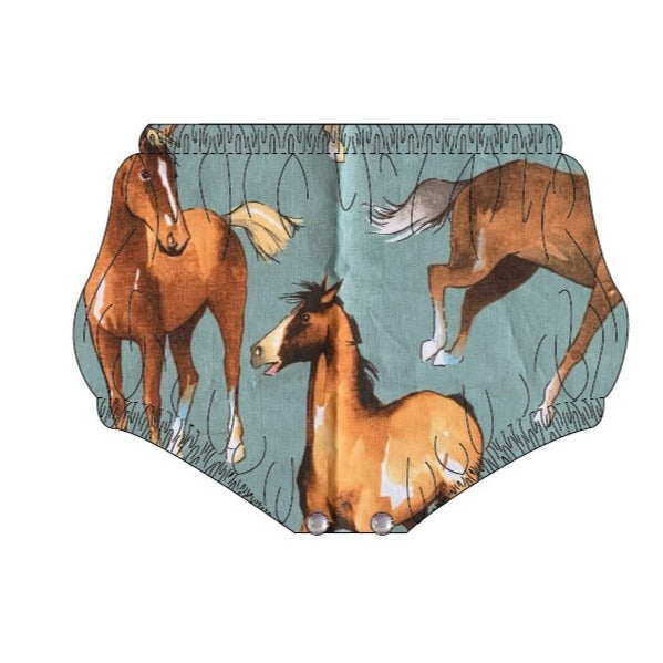 Wild Horses Sage Baby Bubble / Diaper Cover