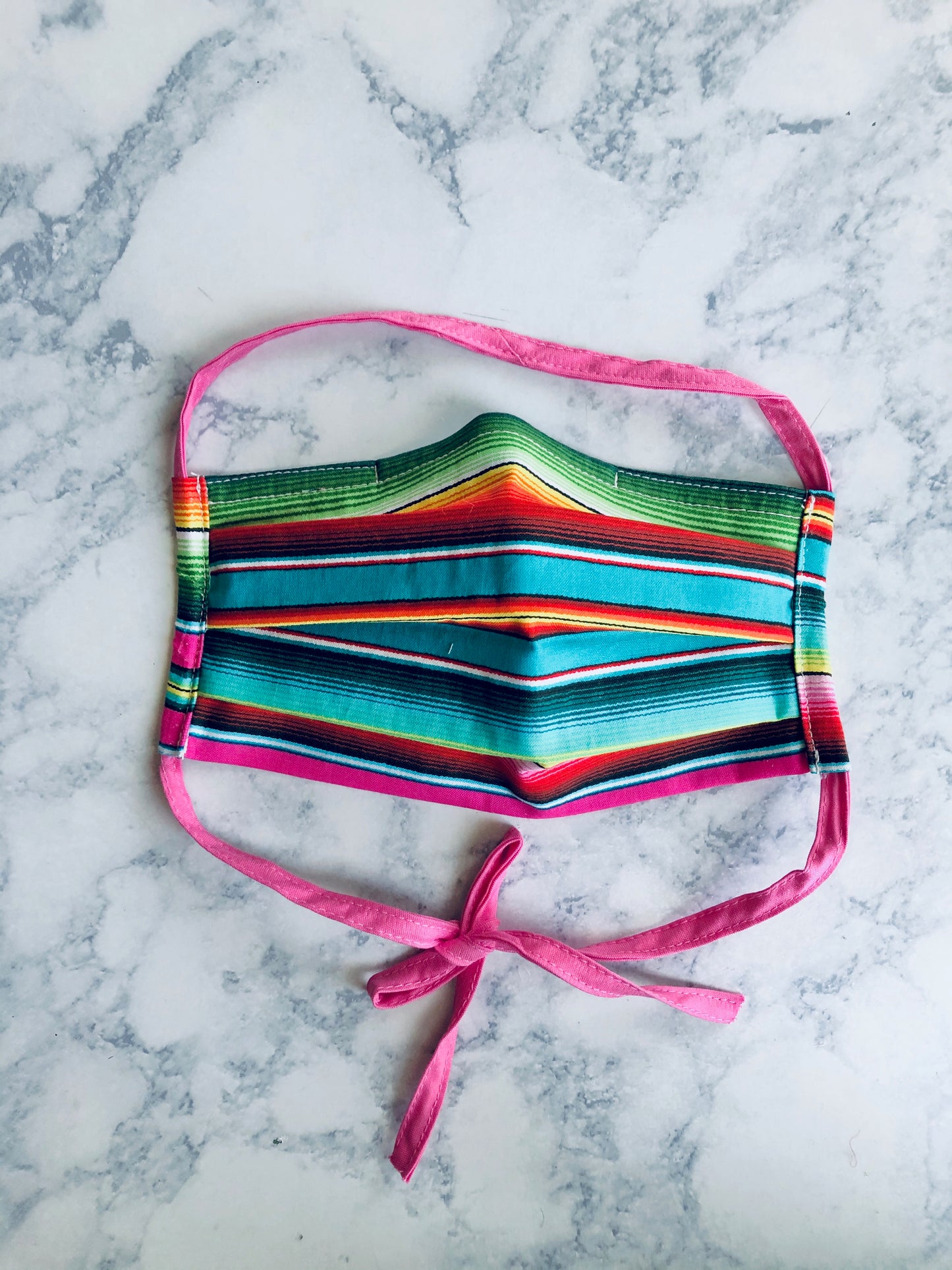 Teal/Pink Serape Surgical Mask with nose clip, Adult Face Mask
