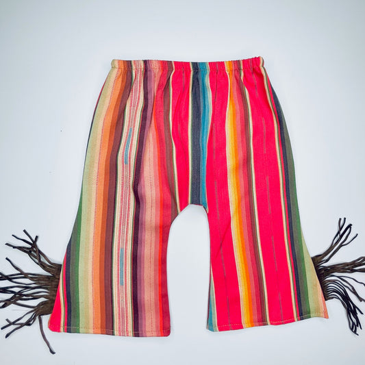 Red Serape Bell Bottoms with Fringe